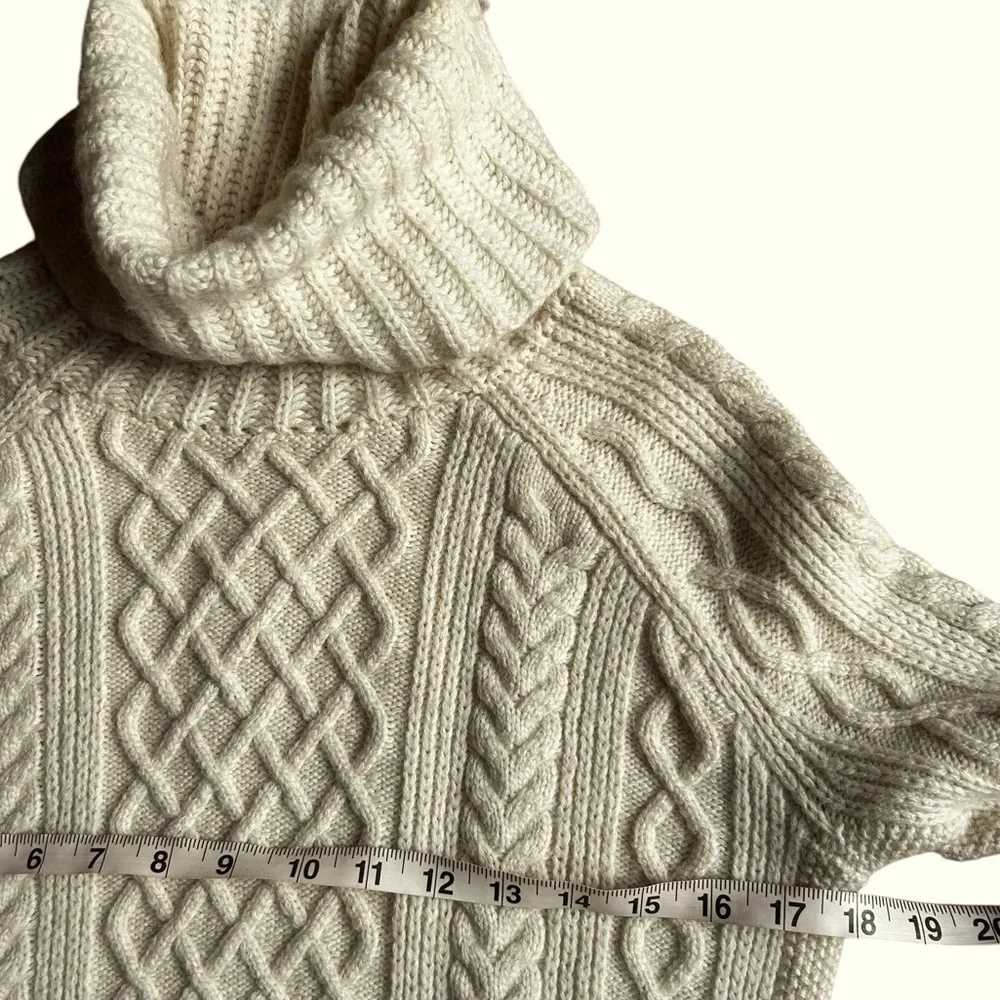 Madewell Women’s Wool Blend Cable Knit Turtleneck Sweater Cream Ivory Warm Sz XS - Picture 7 of 10